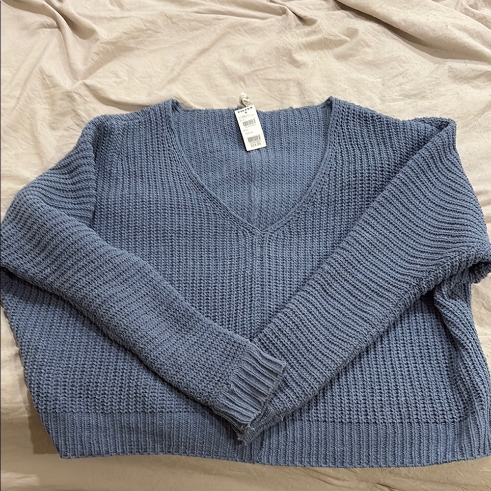 Women's Blue V-Neck Sweater